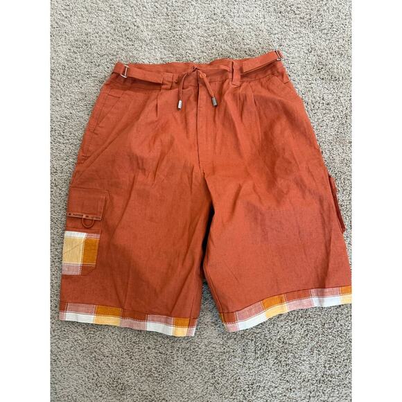 VINTAGE 90s | Platinum Hip Hop History Linen Baggy Shorts sz W36-40 XXL - Picture 3 of 11